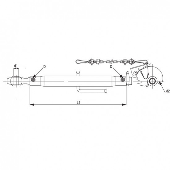 Централен винт за трактор с кука 400 мм. - категория 2 към 3