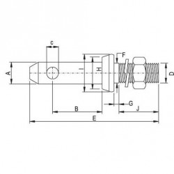 Щифт чоп с гайка за инвентар за трактор, диаметър 28 мм., резба M22x1.5