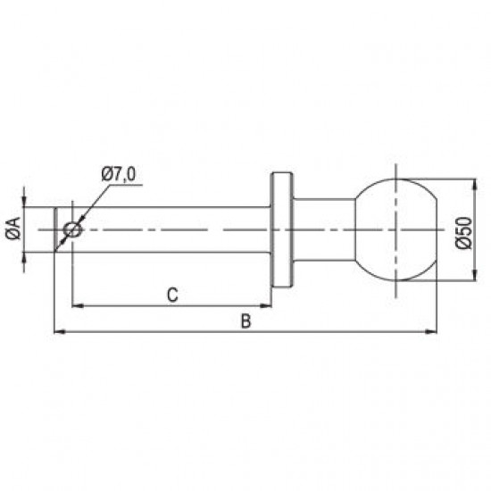 Ябълка с щифт 98 мм. за теглич на трактор за ремарке