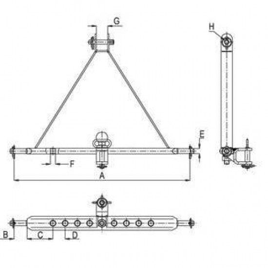 Теглич комбиниран с ябълка и жабка за трактор с кат. 1 навес